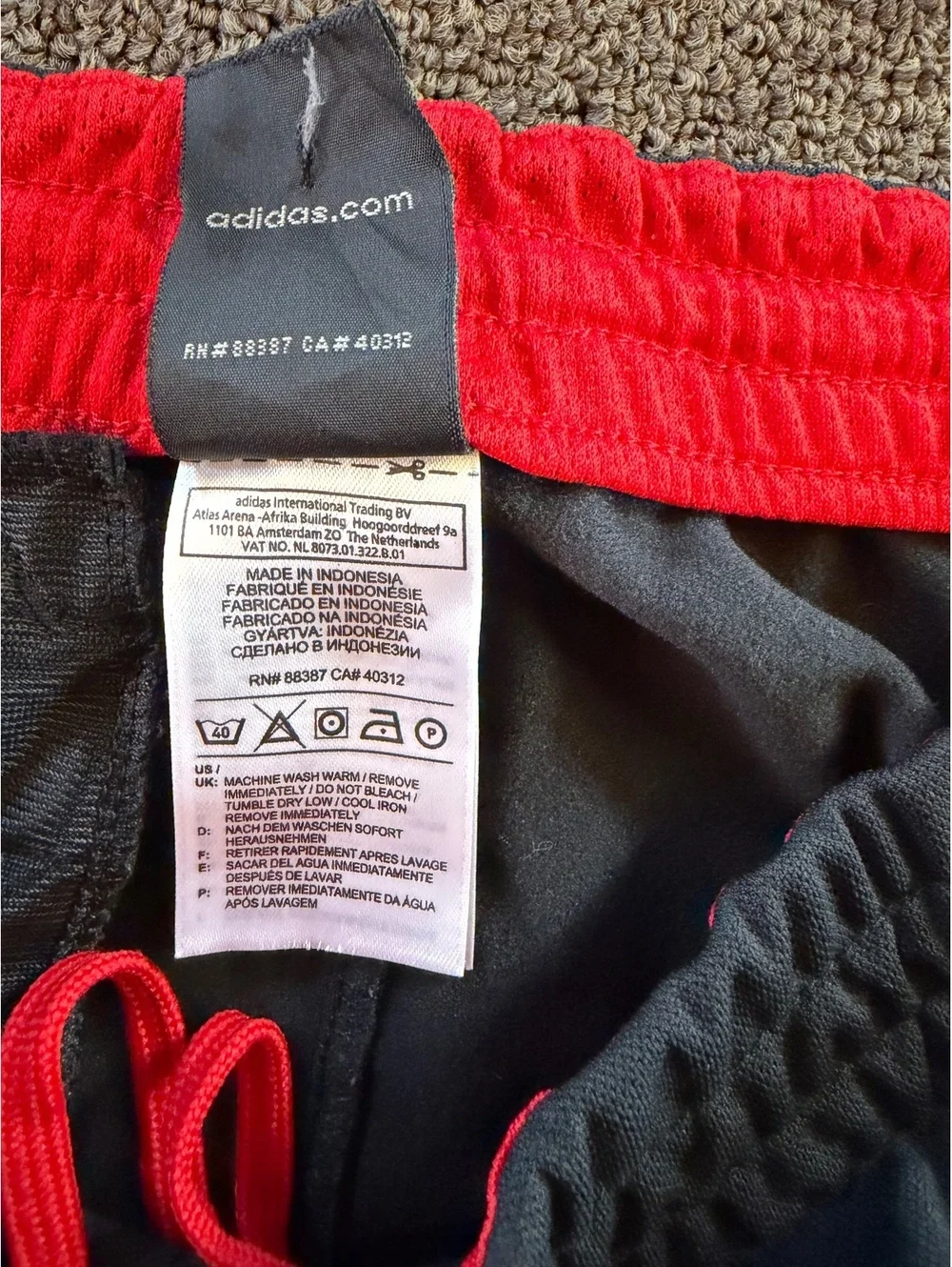 Adidas Men's Large Black 3-Stripe Track Pants Zip Pocket